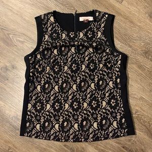 Marina Luna Lace Nude and Black Tank Top Blouse